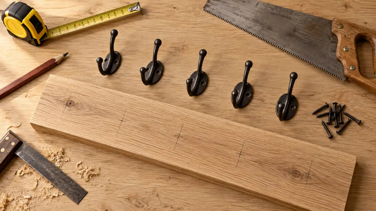 Guide d'entretien pour porte-manteau en bois : outils, huile de lin et cire d'abeille Image