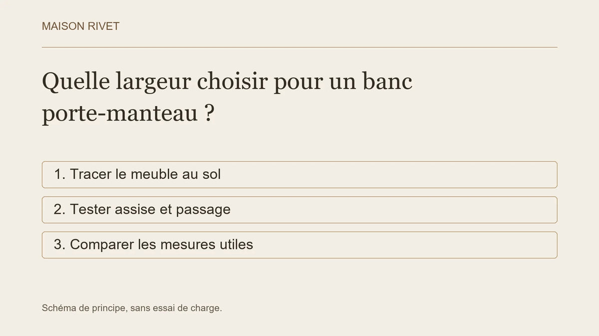 Quelle largeur choisir pour un banc porte-manteau ? : schéma pédagogique