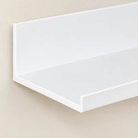 Étagère salle de bain avec rebord blanche 40 cm : détail photographique de la matière et du rebord