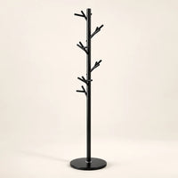 Porte-manteau moderne noir base plastique 175 cm : vue de trois-quarts depuis la gauche