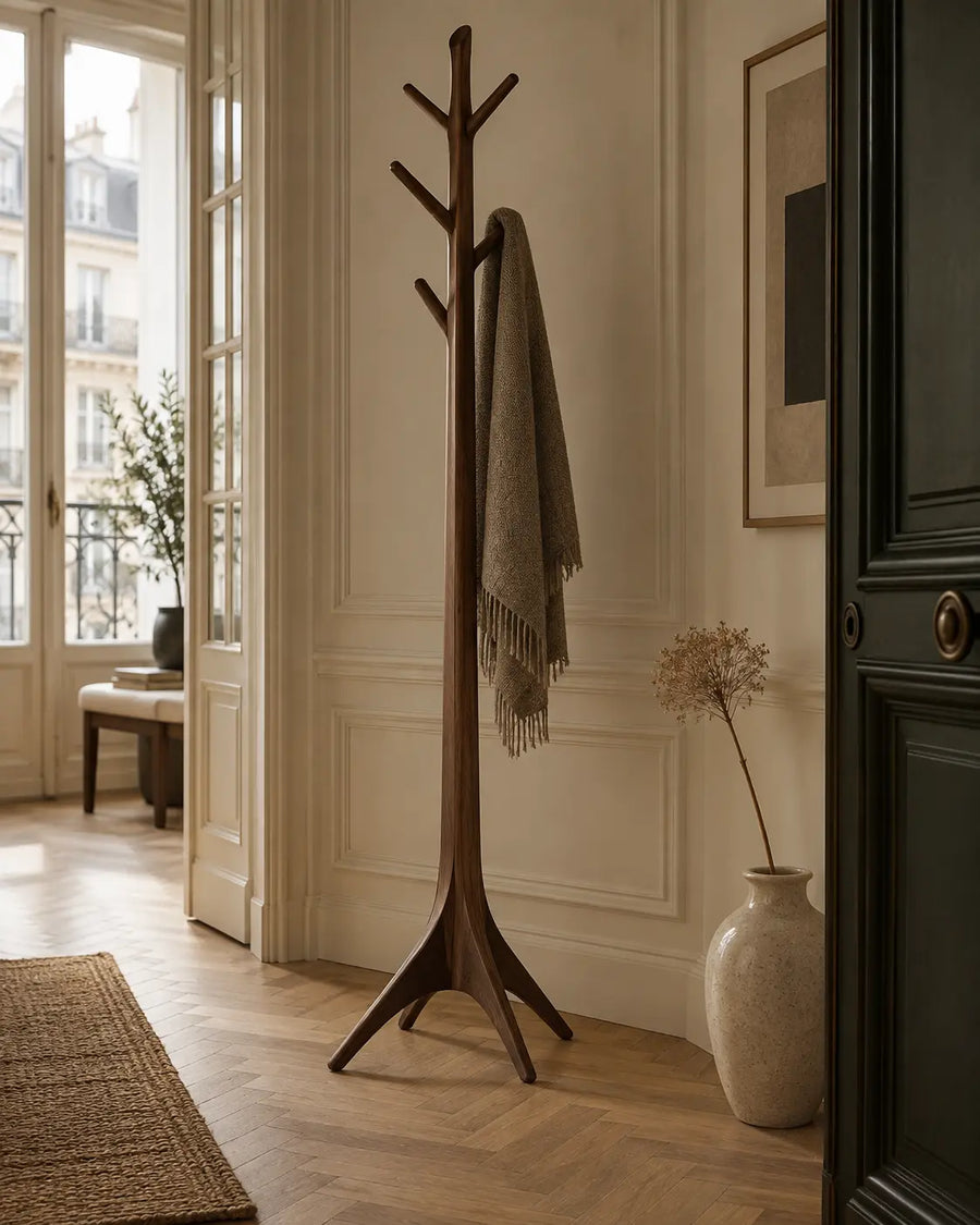 Entrée parisienne au porte-manteau sculptural