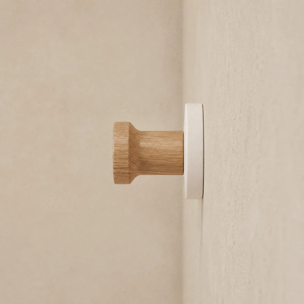 porte-manteau mural bois blanc vue profil ensemble 20cm