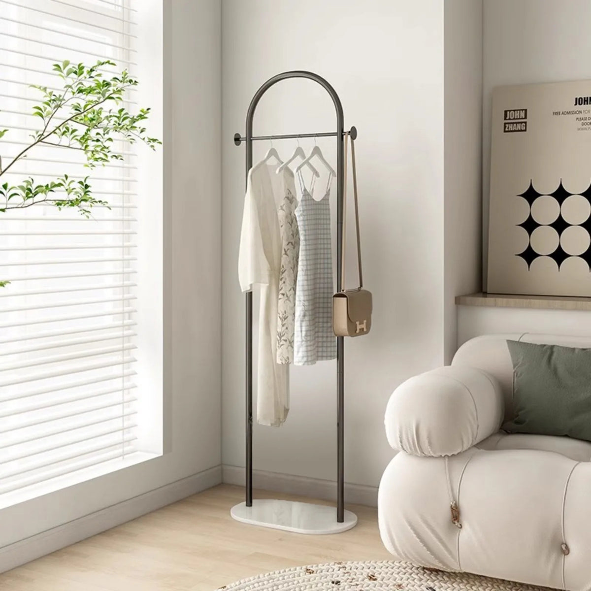 Porte-manteau valet design métal blanc 167 cm — image 2