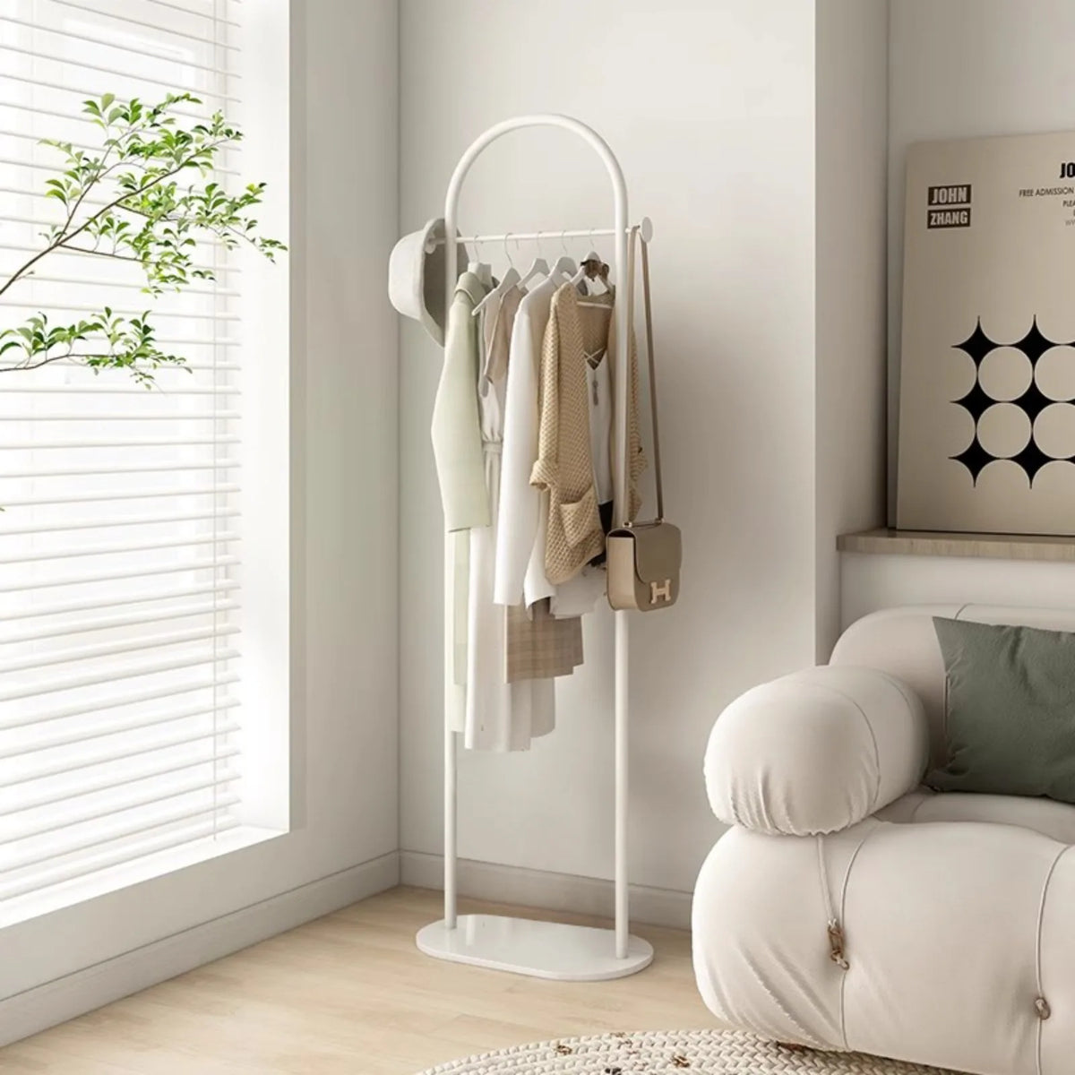Porte-manteau valet design métal blanc 167 cm — image 1