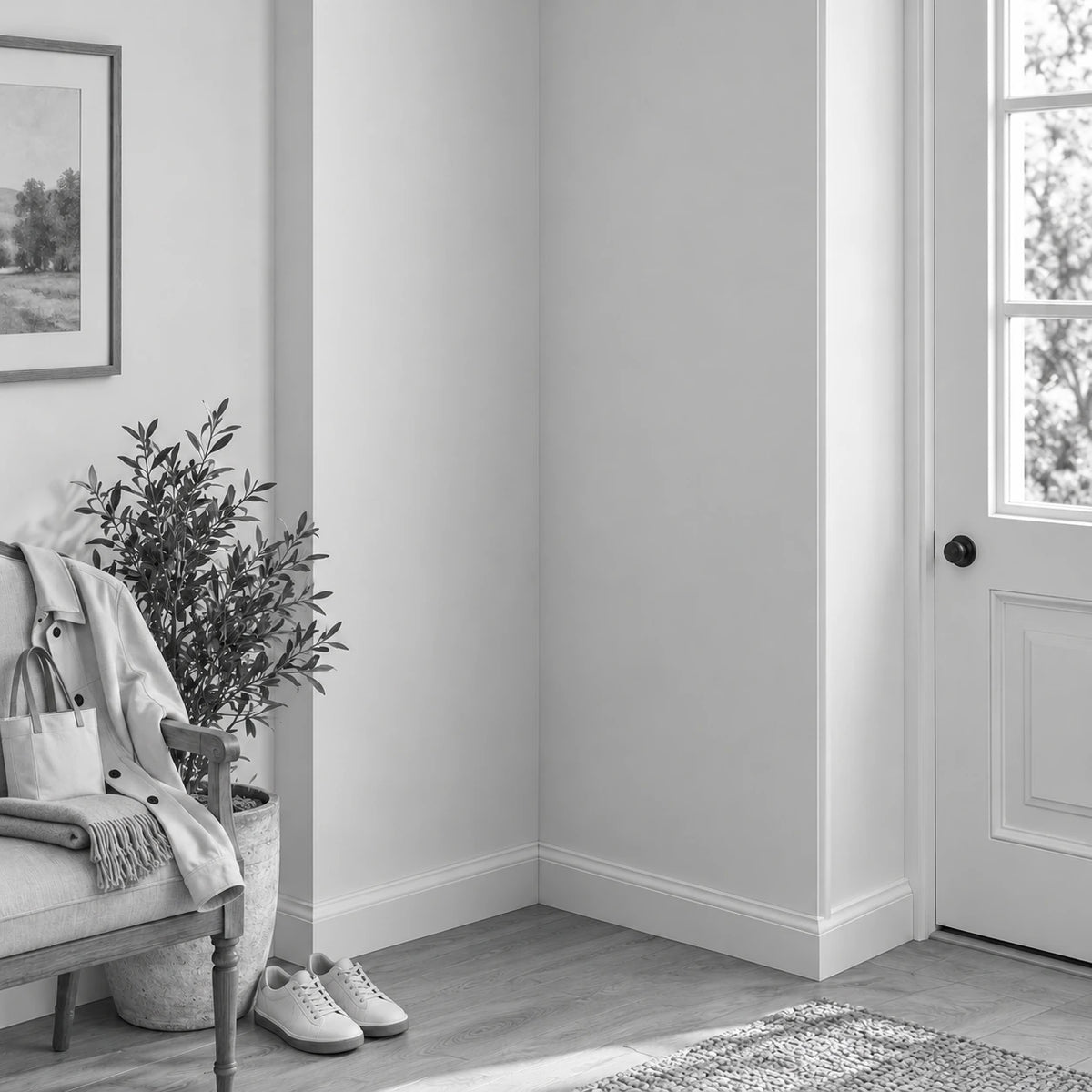 Avant illustratif : veste et sac sur une chaise dans le même coin de pièce, sans personne ni jouet