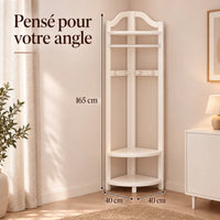 Porte-manteau d'angle blanc taille M, 40 × 40 cm, 6 crochets : avec dimensions 165 cm de haut et 40 × 40 cm au sol