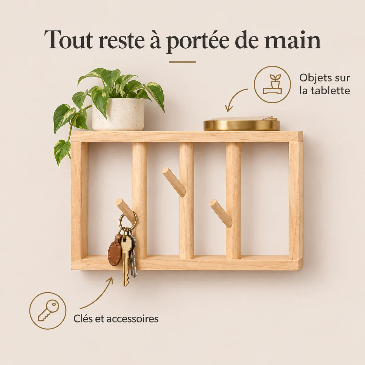 patère murale bois naturel 30 cm 3 patères – utilisation au quotidien