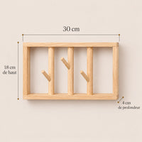 patère murale bois naturel 30 cm 3 patères – dimensions du produit