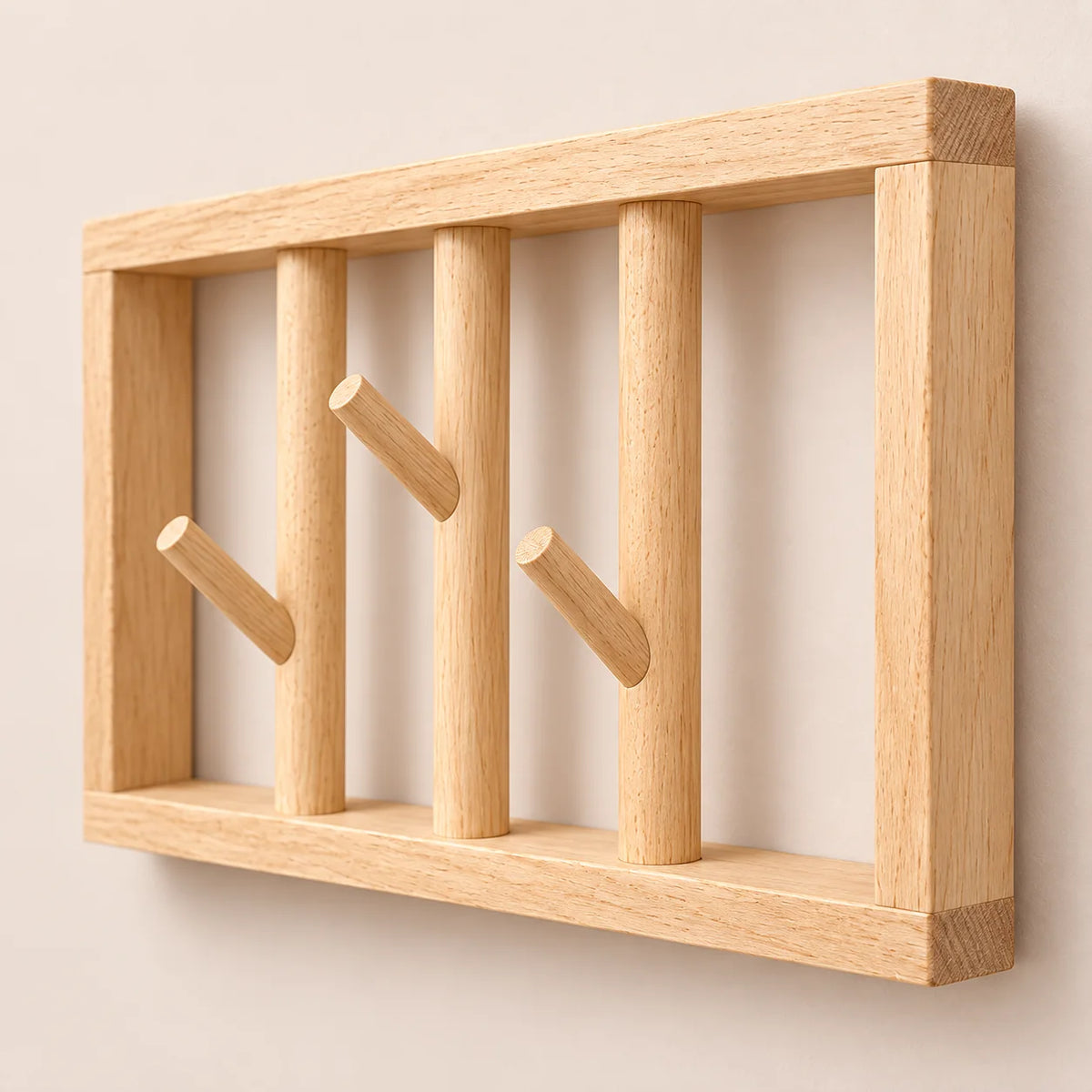 patère murale bois naturel 30 cm 3 patères – détail de finition