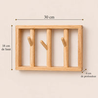 patère murale bois vernis 30 cm 3 patères – dimensions du produit
