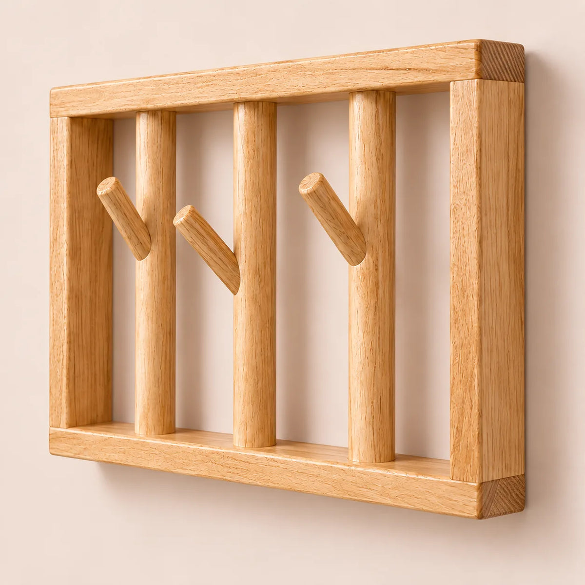 patère murale bois vernis 30 cm 3 patères – détail de finition