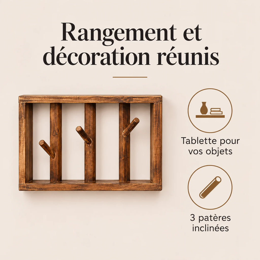 patère murale bois vintage 30 cm 3 patères – bénéfices et rangement