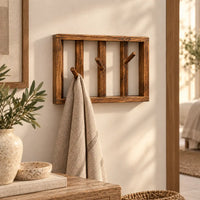 patère murale bois vintage 30 cm 3 patères – mise en situation dans un intérieur