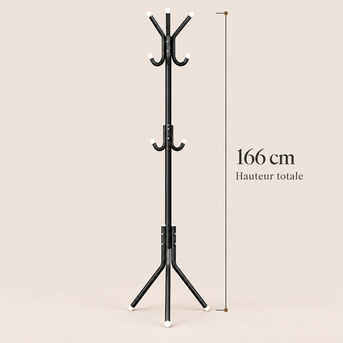 porte-manteau sur pied noir 9 patères 166 cm – dimensions du produit