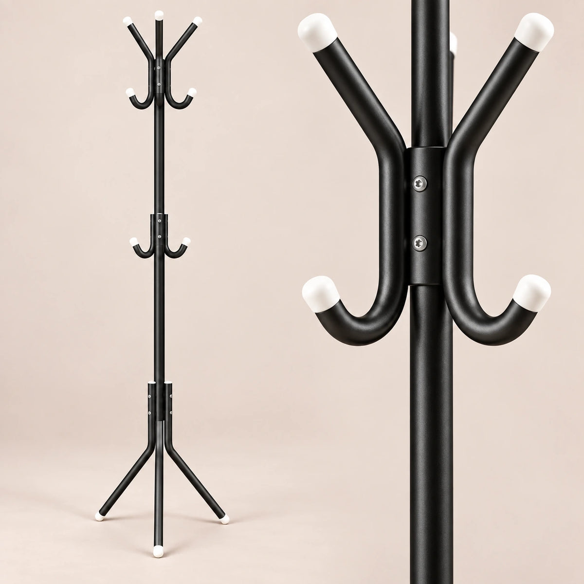 porte-manteau sur pied noir 9 patères 166 cm – détail de finition