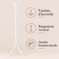 porte-manteau sur pied blanc 9 patères 166 cm – bénéfices et rangement