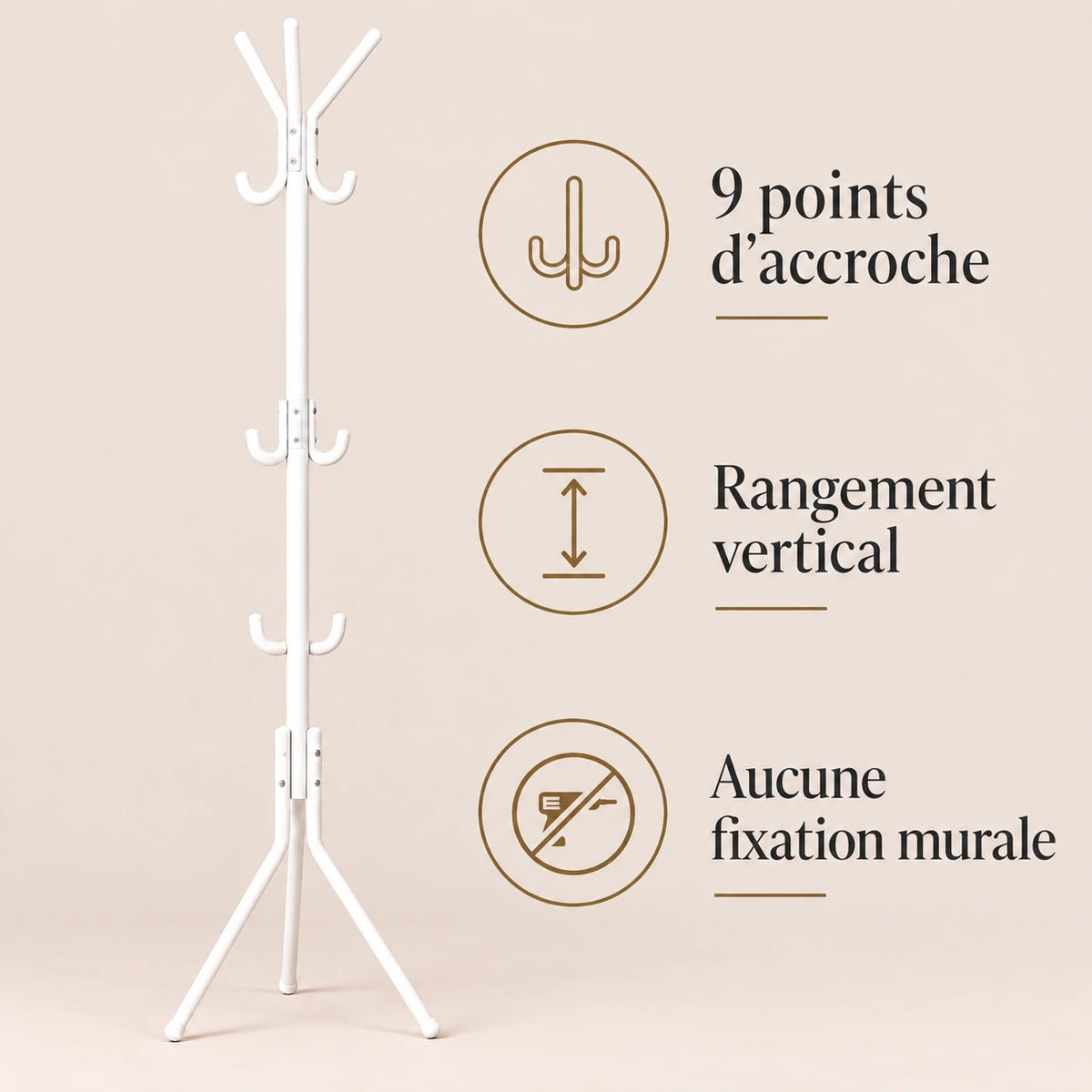 porte-manteau sur pied blanc 9 patères 166 cm – bénéfices et rangement