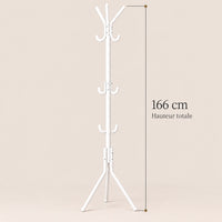 porte-manteau sur pied blanc 9 patères 166 cm – dimensions du produit