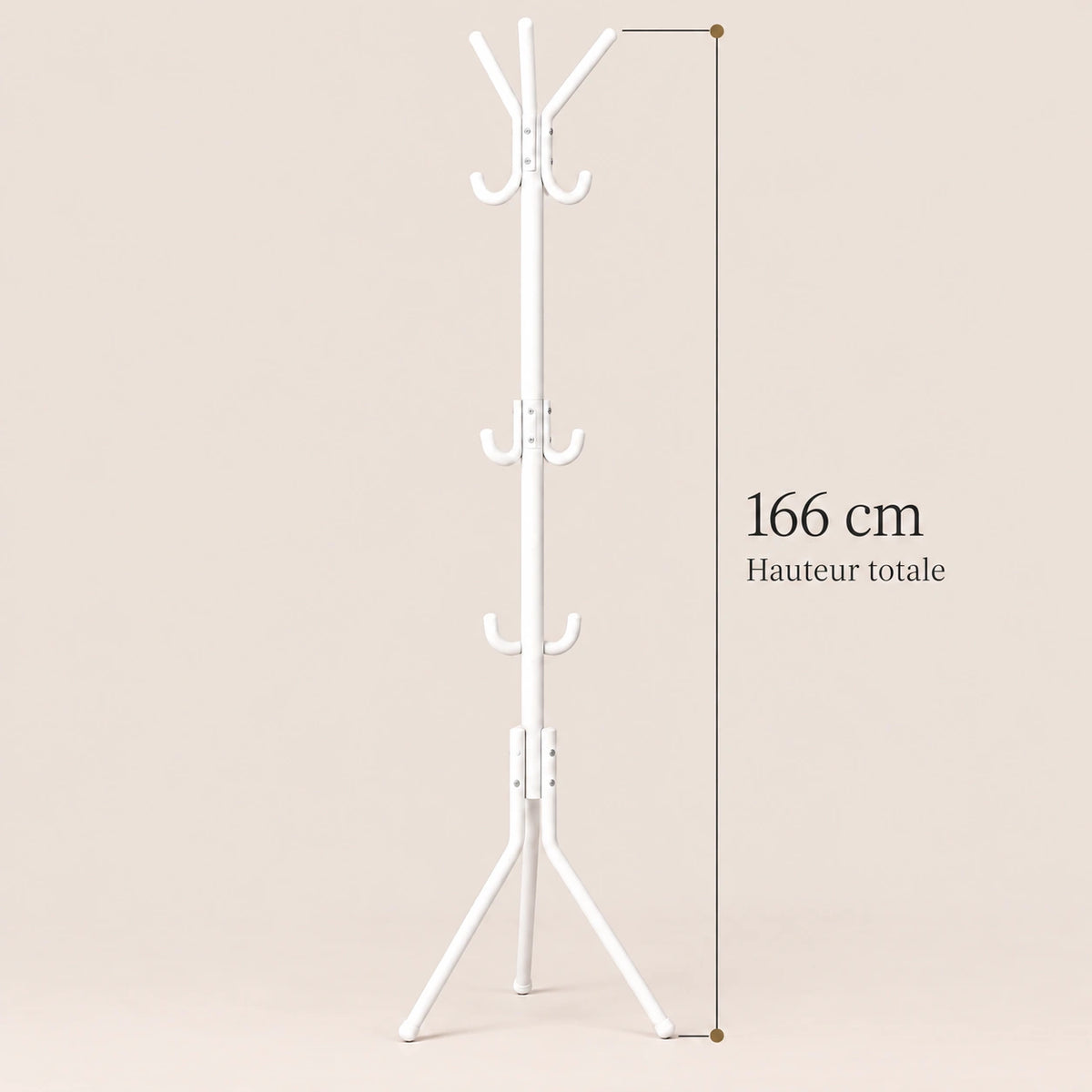 porte-manteau sur pied blanc 9 patères 166 cm – dimensions du produit