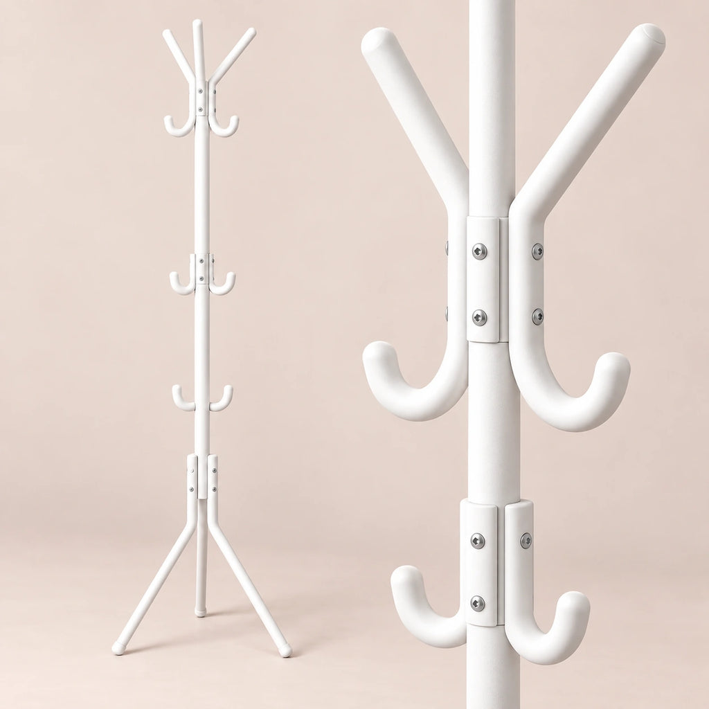 porte-manteau sur pied blanc 9 patères 166 cm – détail de finition