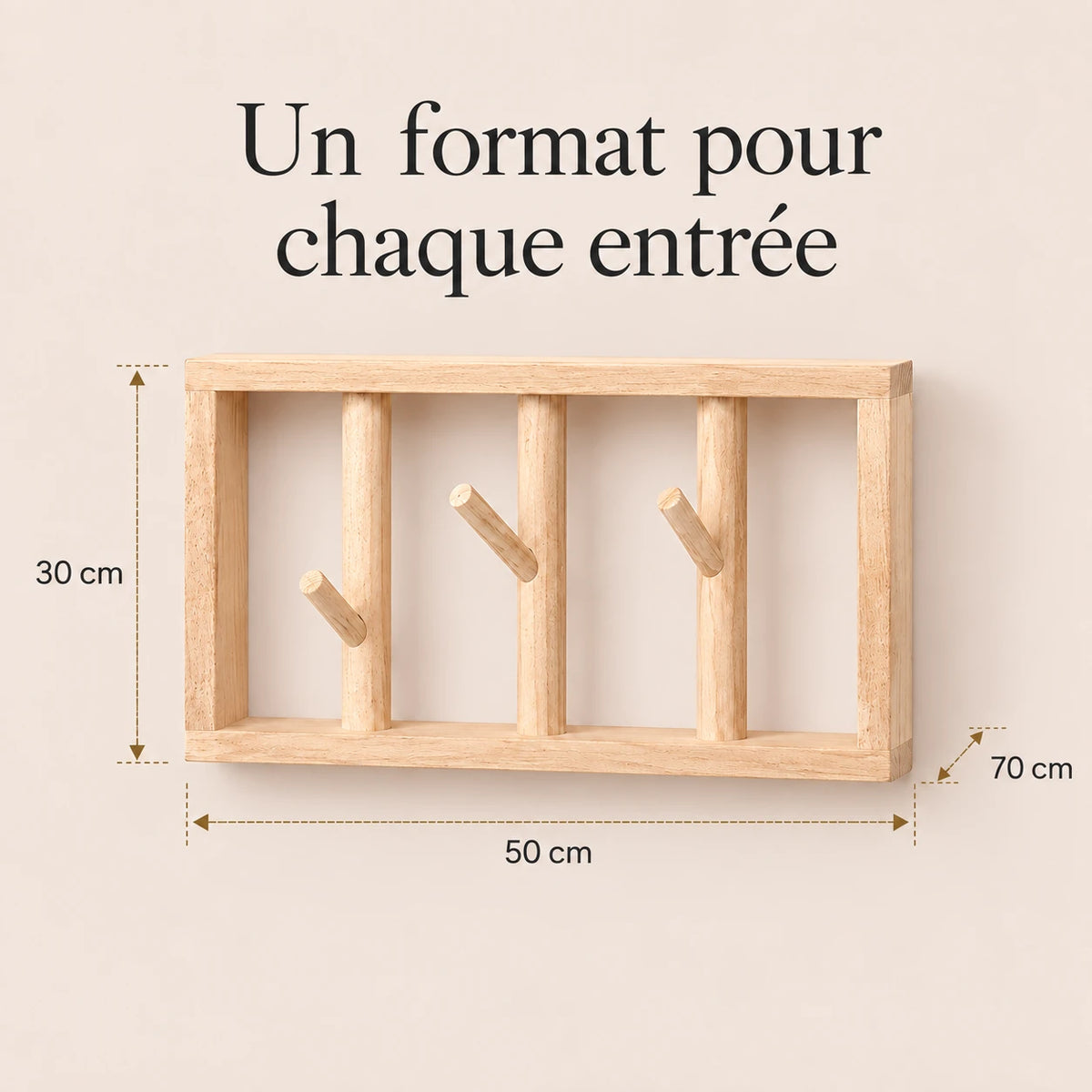 porte-manteau mural bois avec tablette – guide des formats 30 50 et 70 cm