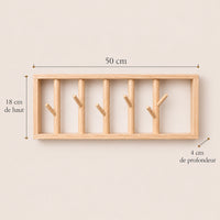 porte-manteau mural bois naturel 50 cm 5 patères – dimensions du produit