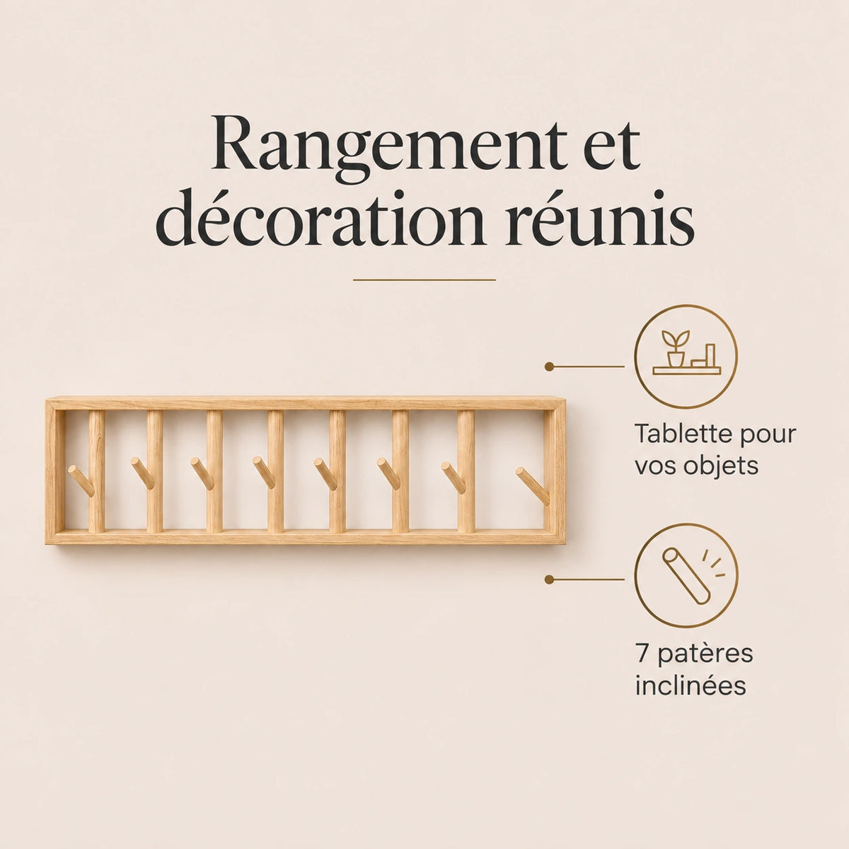 porte-manteau mural bois naturel 70 cm 7 patères – bénéfices et rangement