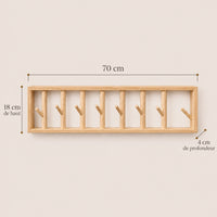 porte-manteau mural bois naturel 70 cm 7 patères – dimensions du produit