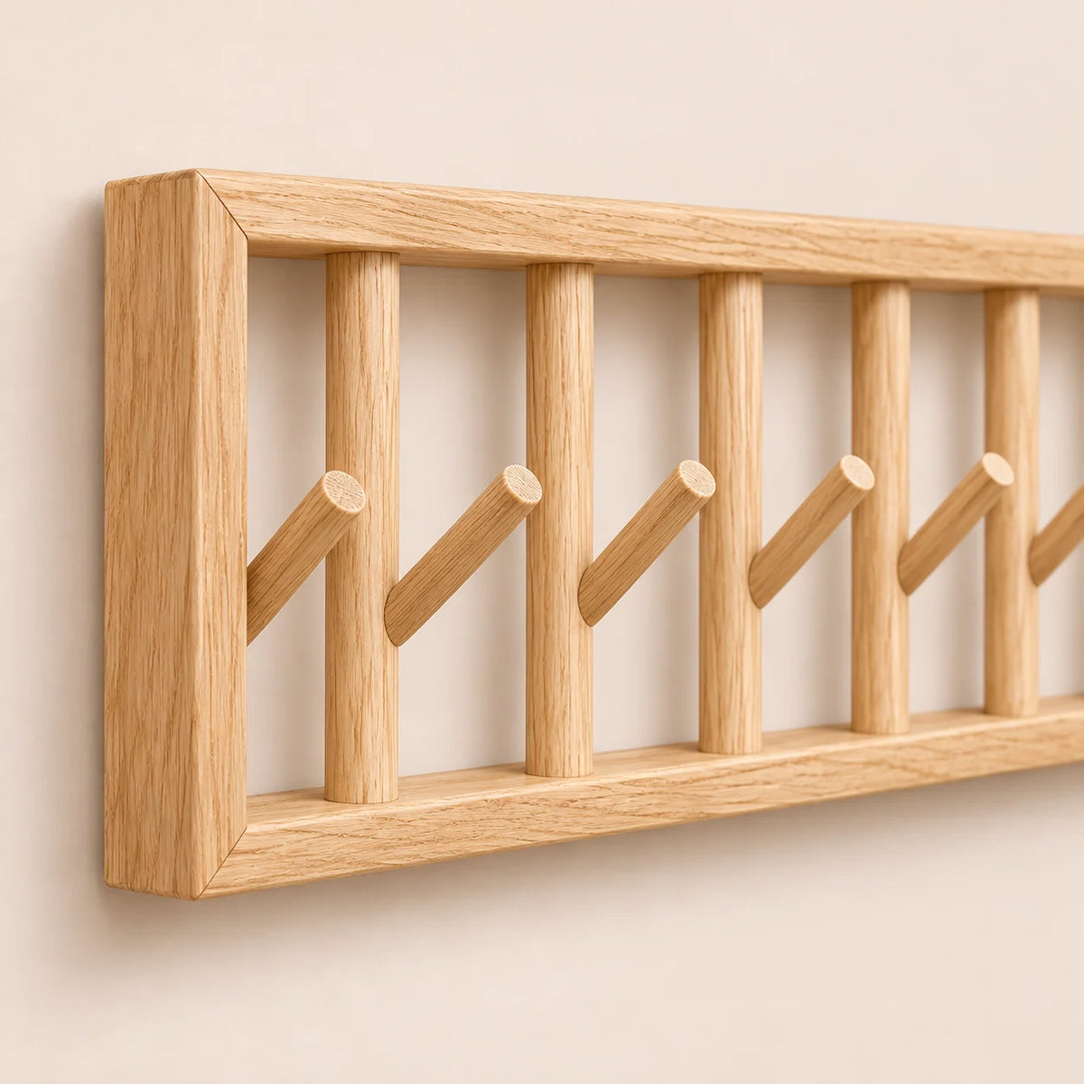 porte-manteau mural bois naturel 70 cm 7 patères – détail de finition