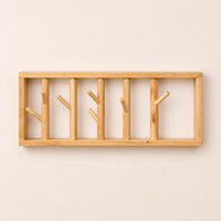 porte-manteau mural bois vernis 50 cm 5 patères – vue principale sur fond beige