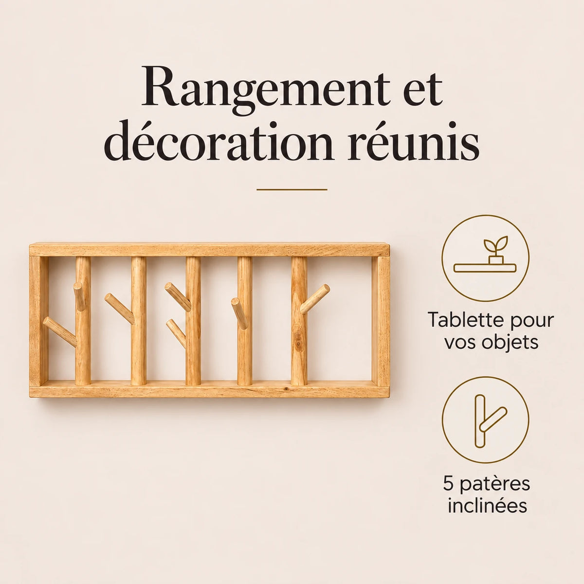 porte-manteau mural bois vernis 50 cm 5 patères – bénéfices et rangement