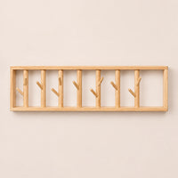 porte-manteau mural bois vernis 70 cm 7 patères – vue principale sur fond beige