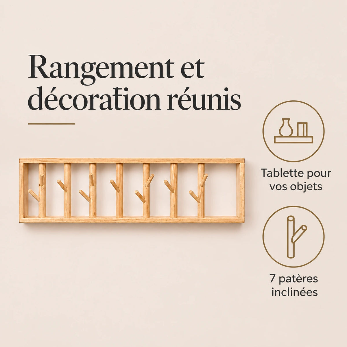 porte-manteau mural bois vernis 70 cm 7 patères – bénéfices et rangement