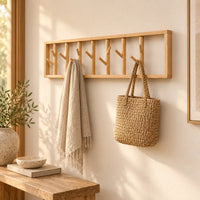porte-manteau mural bois vernis 70 cm 7 patères – mise en situation dans un intérieur