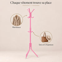 porte-manteau sur pied rose 9 patères 166 cm – utilisation au quotidien