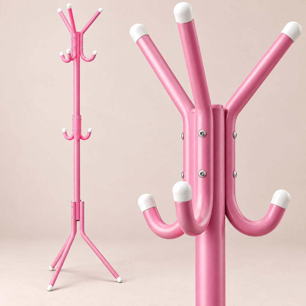 porte-manteau sur pied rose 9 patères 166 cm – détail de finition