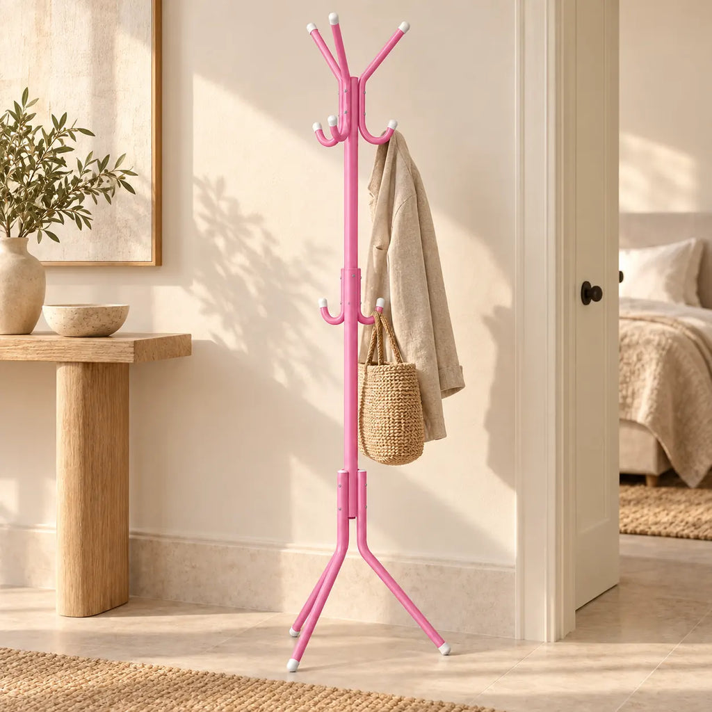 porte-manteau sur pied rose 9 patères 166 cm – mise en situation dans un intérieur