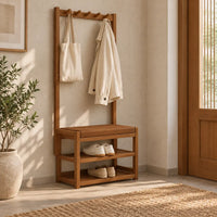 Banc porte-manteau bambou 50 cm en situation dans une entrée