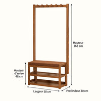 Dimensions du banc porte-manteau bambou 50 cm