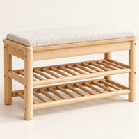 Détail du banc porte-manteau bois naturel 90 cm