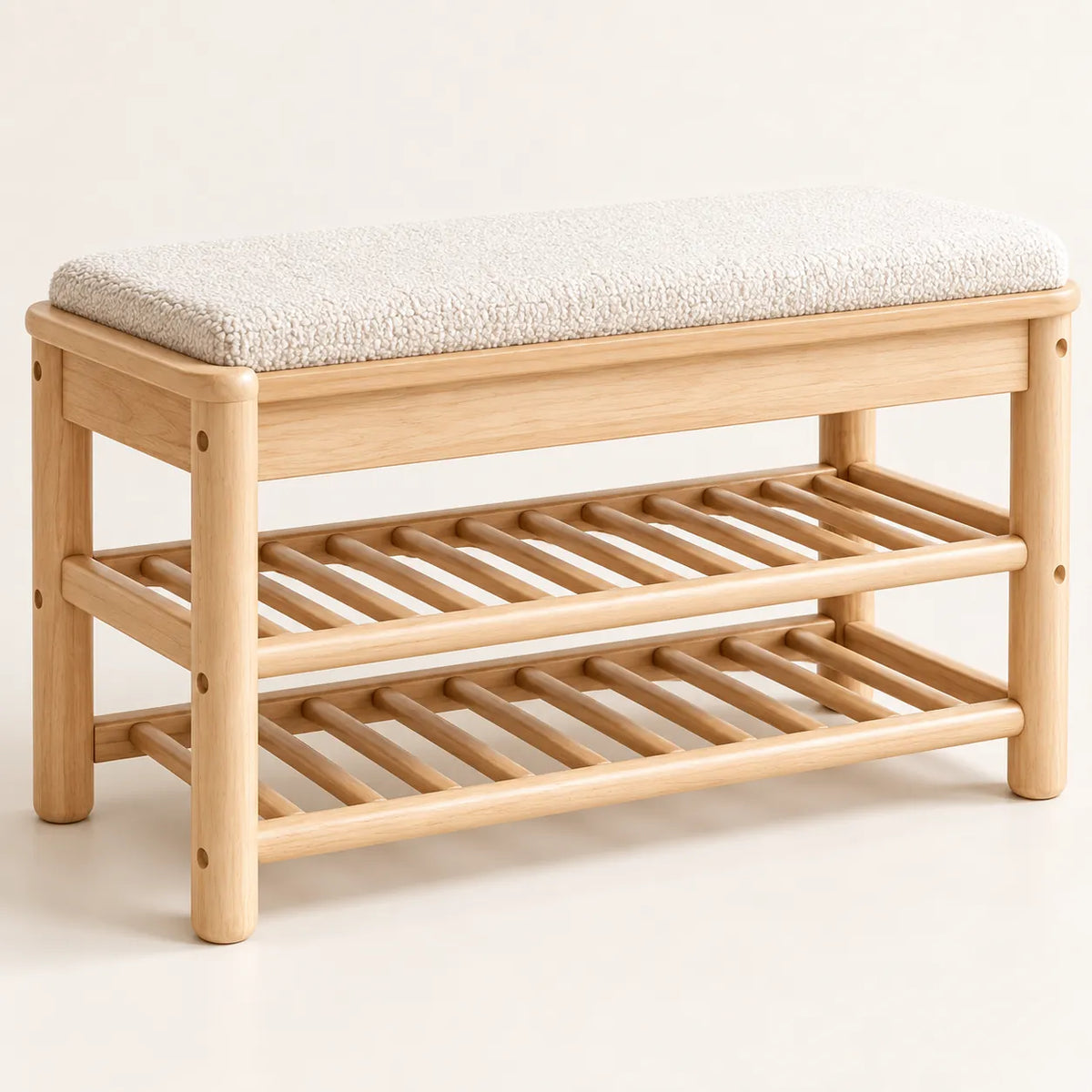 Détail du banc porte-manteau bois naturel 90 cm