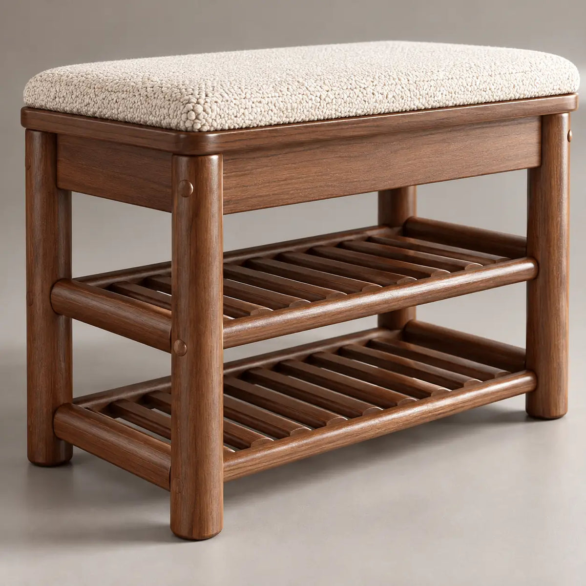 Détail du banc porte-manteau noyer 90 cm