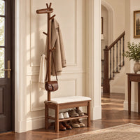 Banc porte-manteau noyer 70 cm dans une entrée aménagée