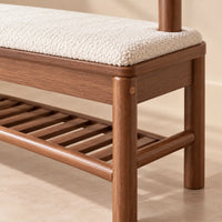 Détail du banc porte-manteau noyer 70 cm