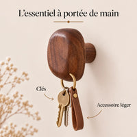 Patère bois carrée murale, crochet bois massif forme galet - utilisation pour accessoires du quotidien