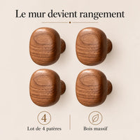 Patère bois carrée lot 4 crochets muraux, forme géométrique bois massif - bénéfices et finition du bois