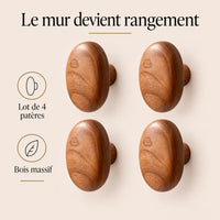 Patère bois ellipse lot 4 crochets muraux, forme ovale bois massif - bénéfices et finition du bois