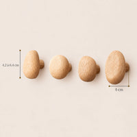 Patère bois naturel compact lot 4 crochets, bois massif sans perçage - dimensions du produit
