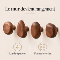 Patère bois noyer lot 4 crochets muraux, bois massif premium - bénéfices et finition du bois