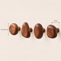 Patère bois noyer lot 4 crochets muraux, bois massif premium - dimensions du produit